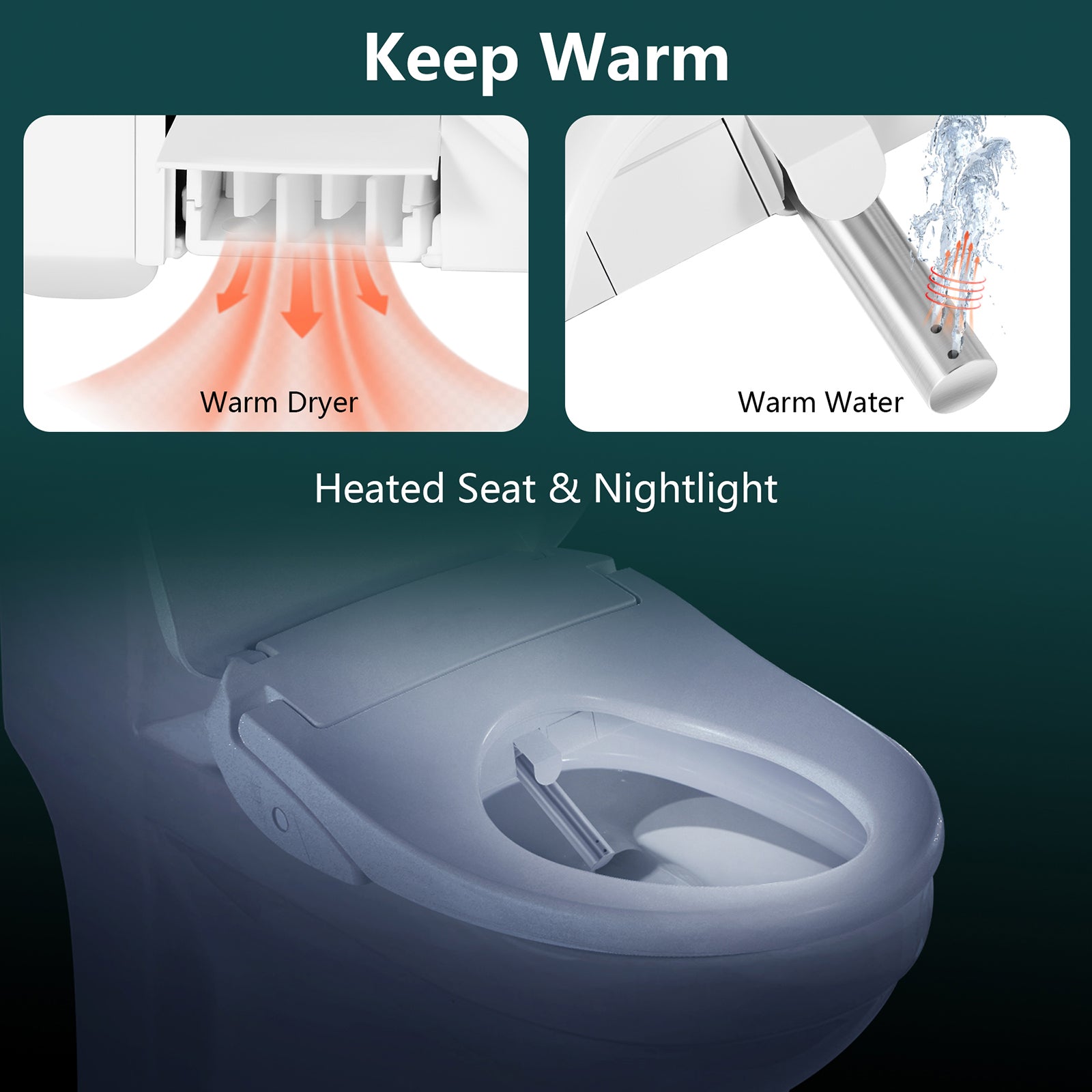 Smart Remote Control Toilet Seat  Cover with Multi-function Cleaning Mode