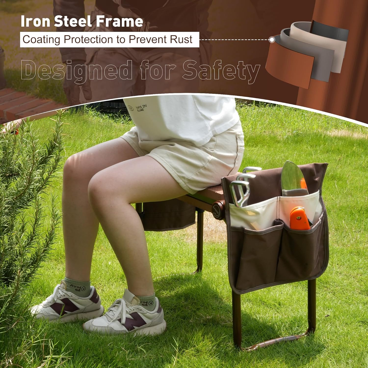 Ergonomic Garden Kneeler and Seat Bench Garden Workseat Folding Gardening Bench