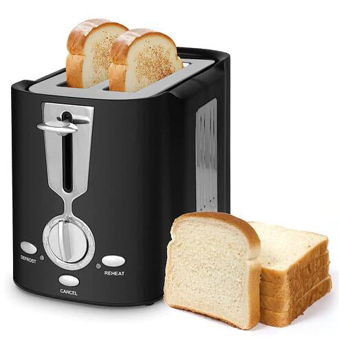 E-Macht 2-Slice Toaster for Bagels & Thick Bread, Defrost and 7 Heating Sets, Black