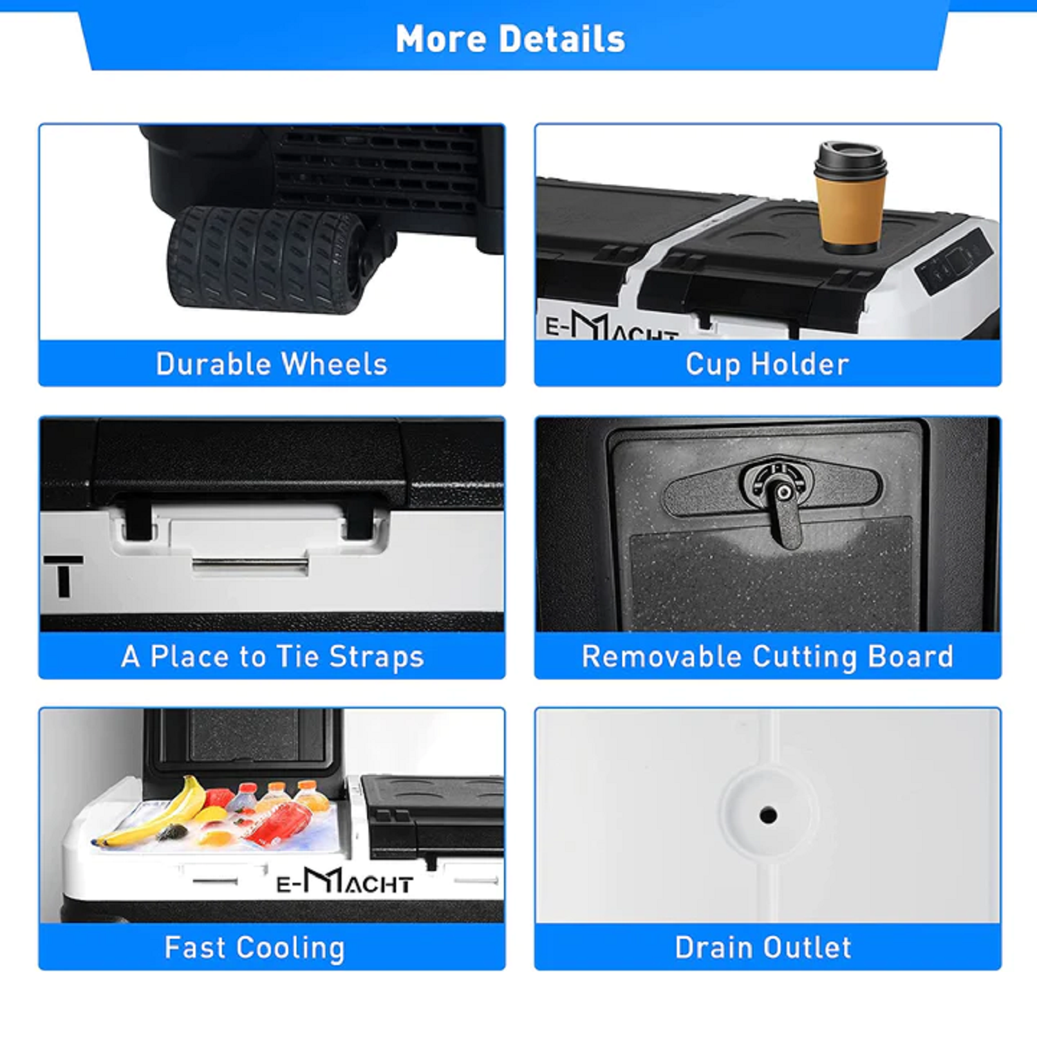 E-Macht Car Refrigerator Portable Dual-zone Freezer,  60L Capacity with LED Lights