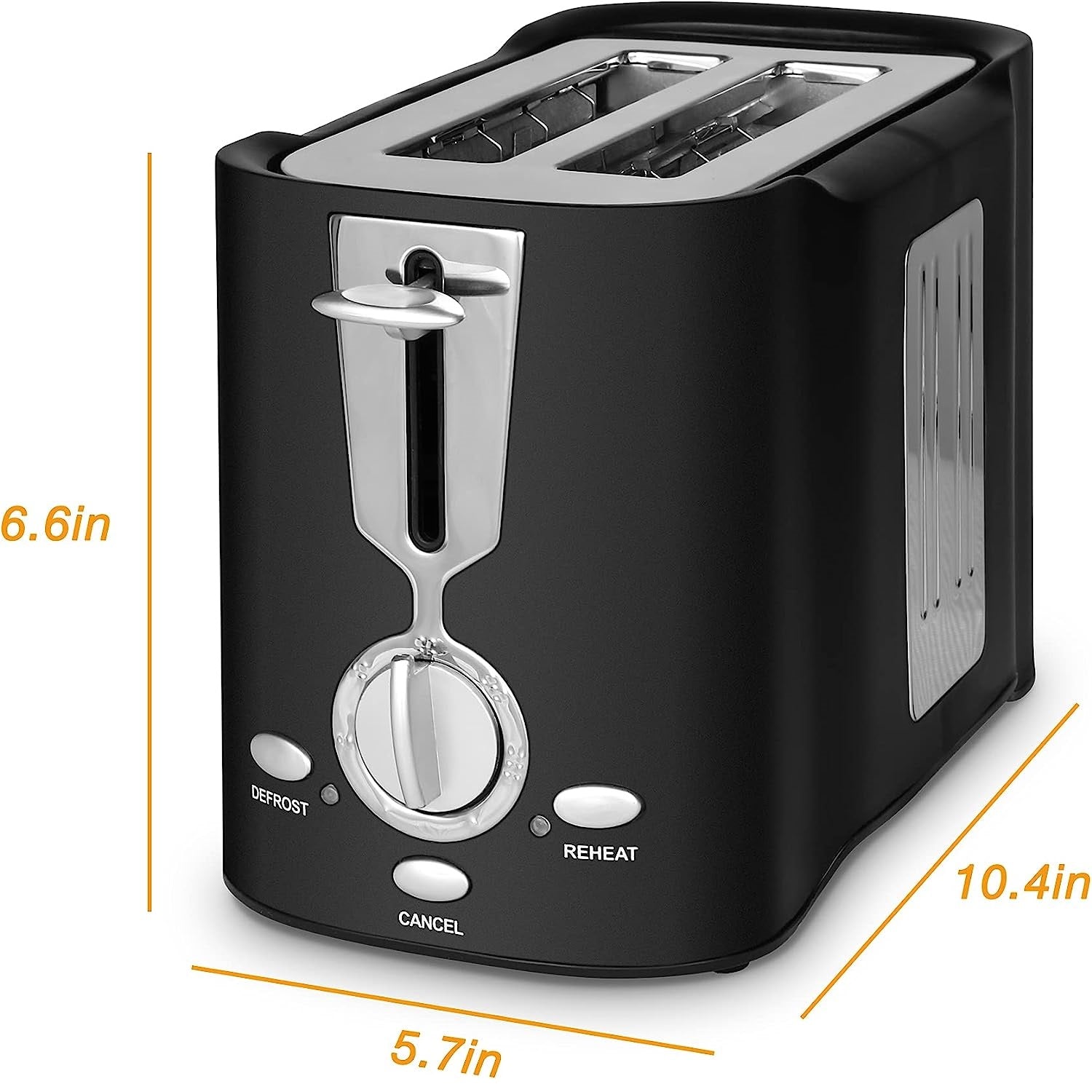 E-Macht 2-Slice Toaster for Bagels & Thick Bread, Defrost and 7 Heating Sets, Black