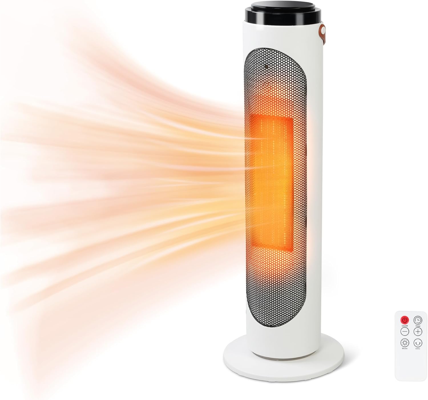1500W PTC Fast Heating Oscillating Space Heater with Thermostat & Remote, 24h Timer