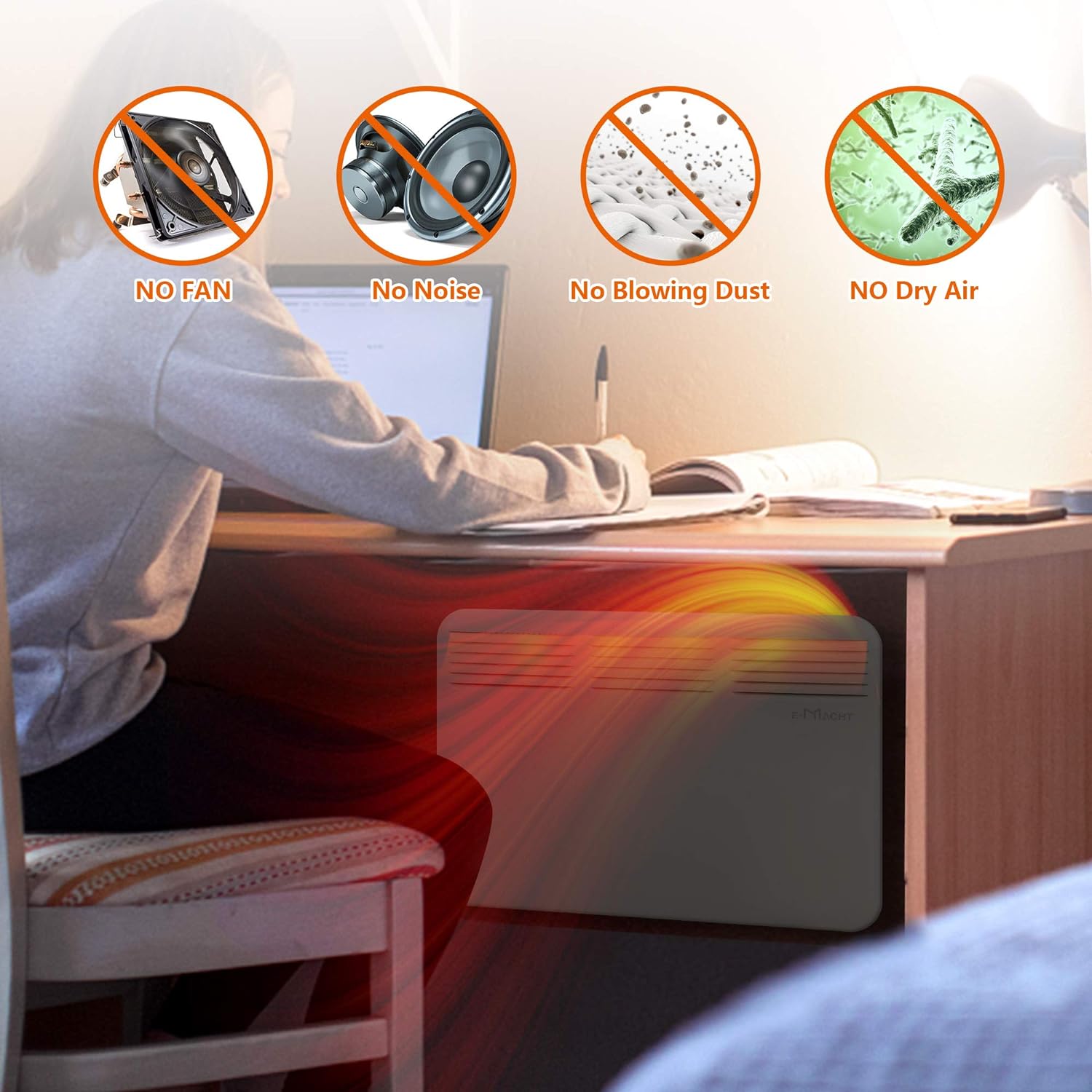 E-Macht 1000W Electric Convector Heater with Wheels Freestanding/Wall Mounted Smart Space Heater Panel