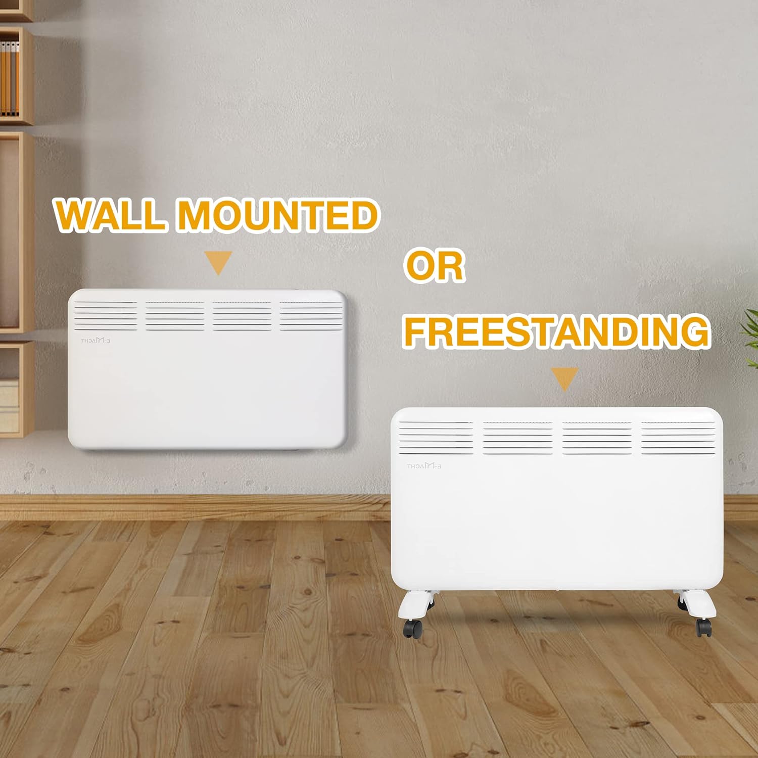 1500W Electric Convection Heater Space Heaters Freestanding /Wall Mounted Floor Heater with Thermostat