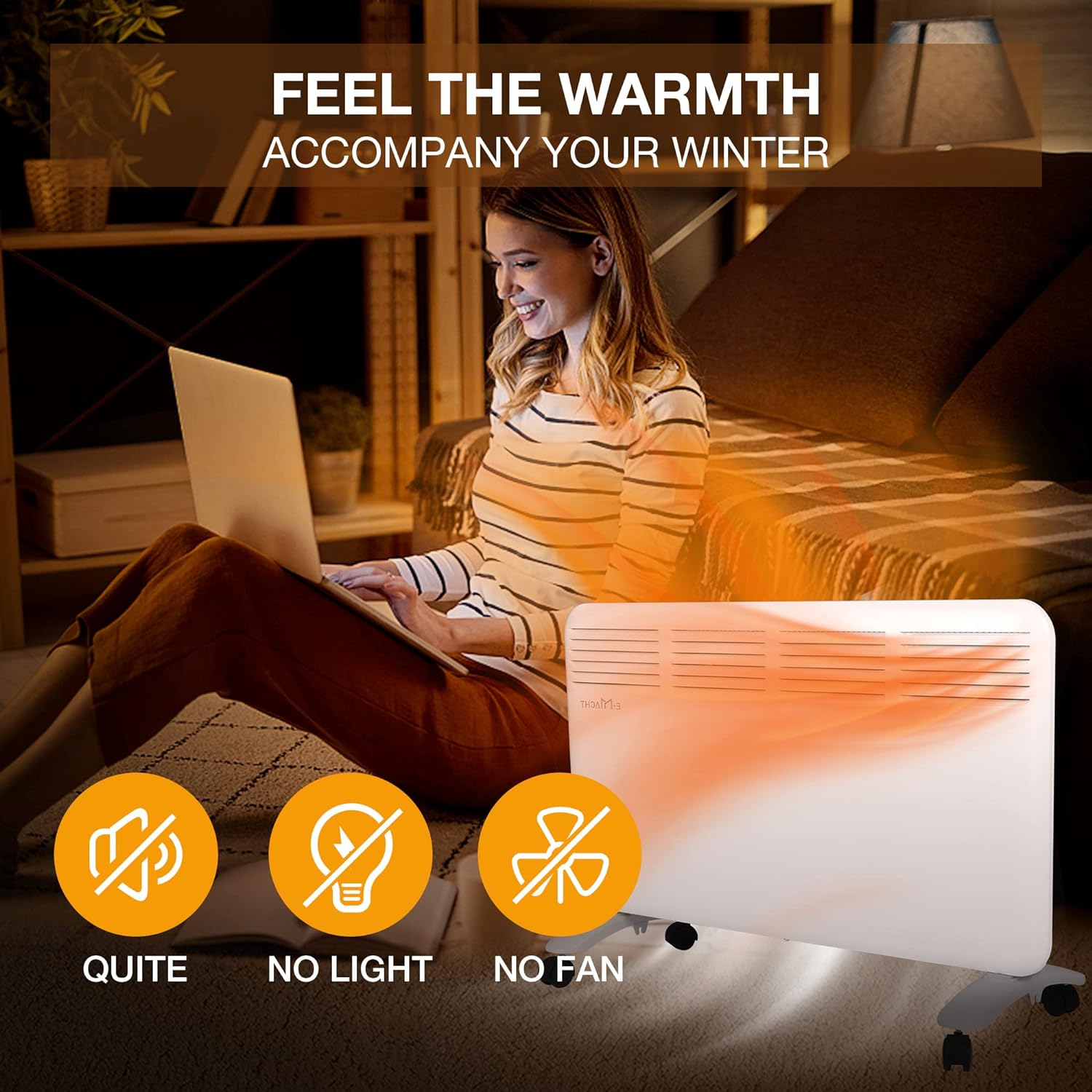 1500W Electric Convection Heater Space Heaters Freestanding /Wall Mounted Floor Heater with Thermostat