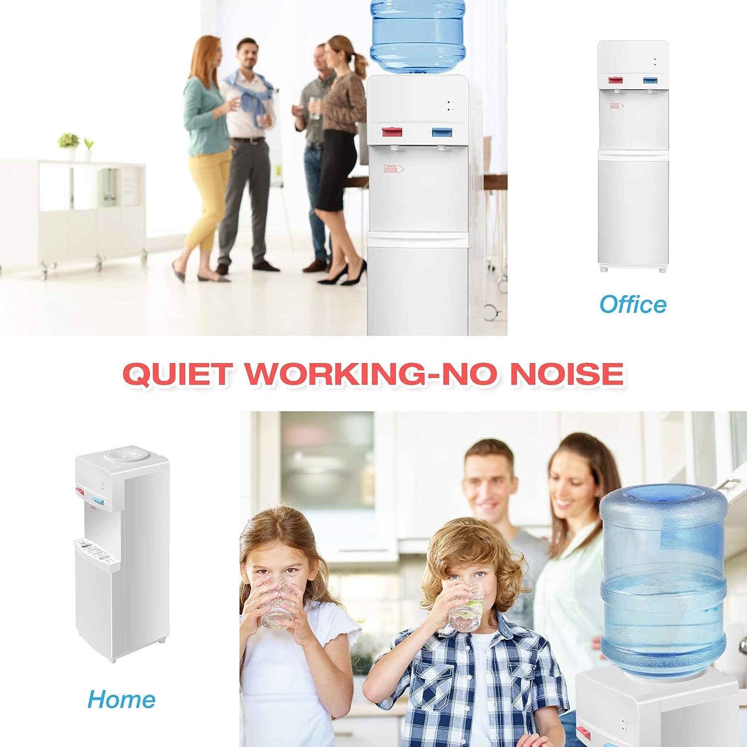 5 Gallons Hot and Cold Top Loading Water Dispenser with Child Safety Lock, White