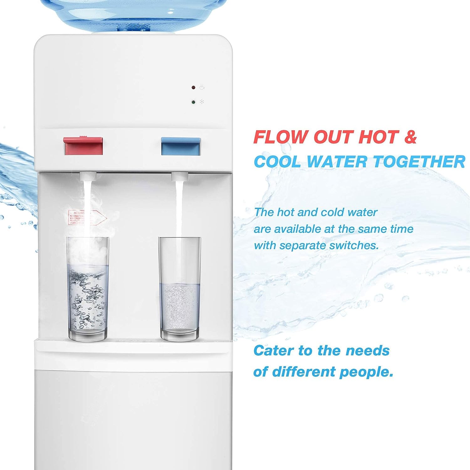 5 Gallons Hot and Cold Top Loading Water Dispenser with Child Safety Lock, White