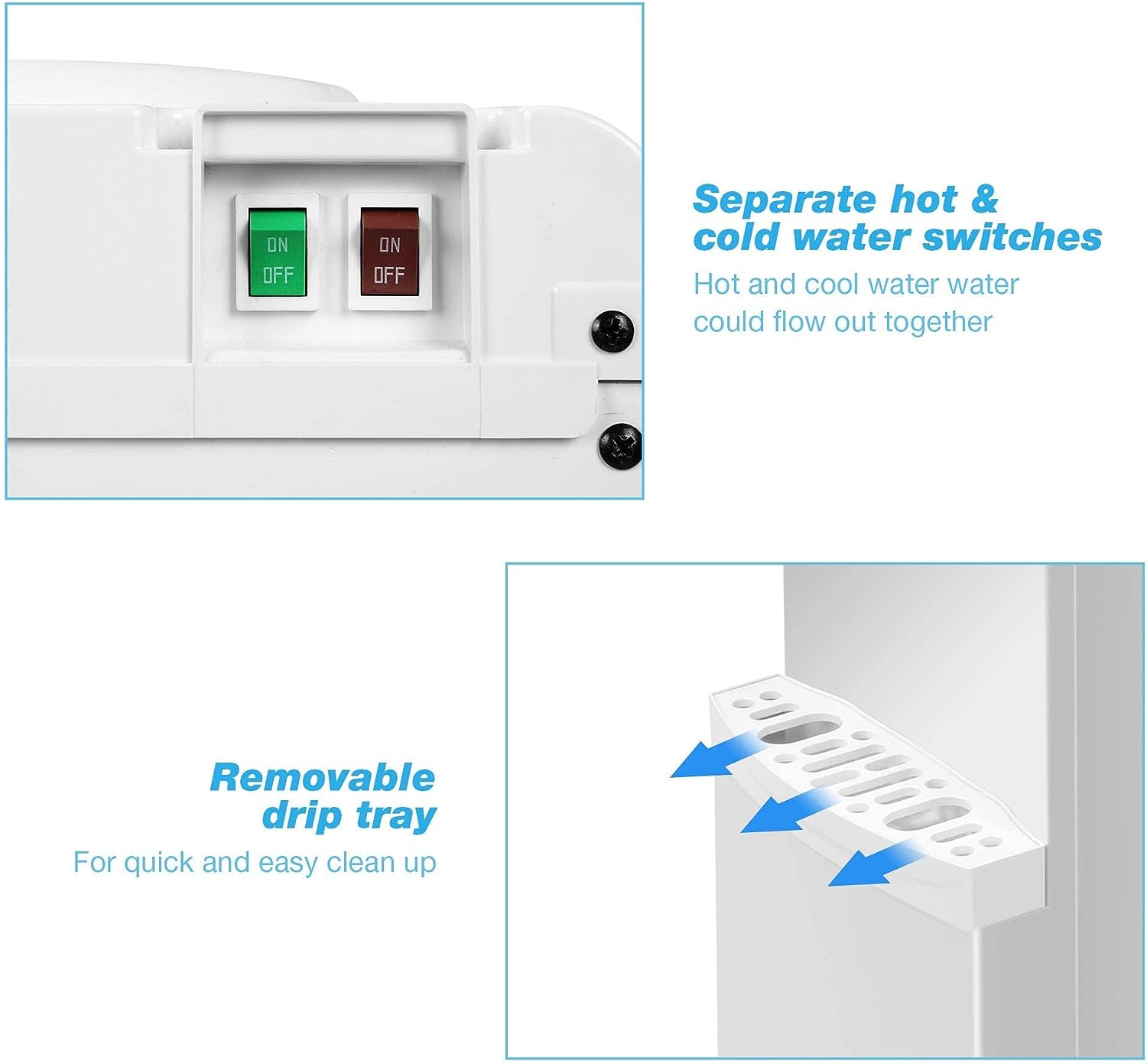 5 Gallons Hot and Cold Top Loading Water Dispenser with Child Safety Lock, White