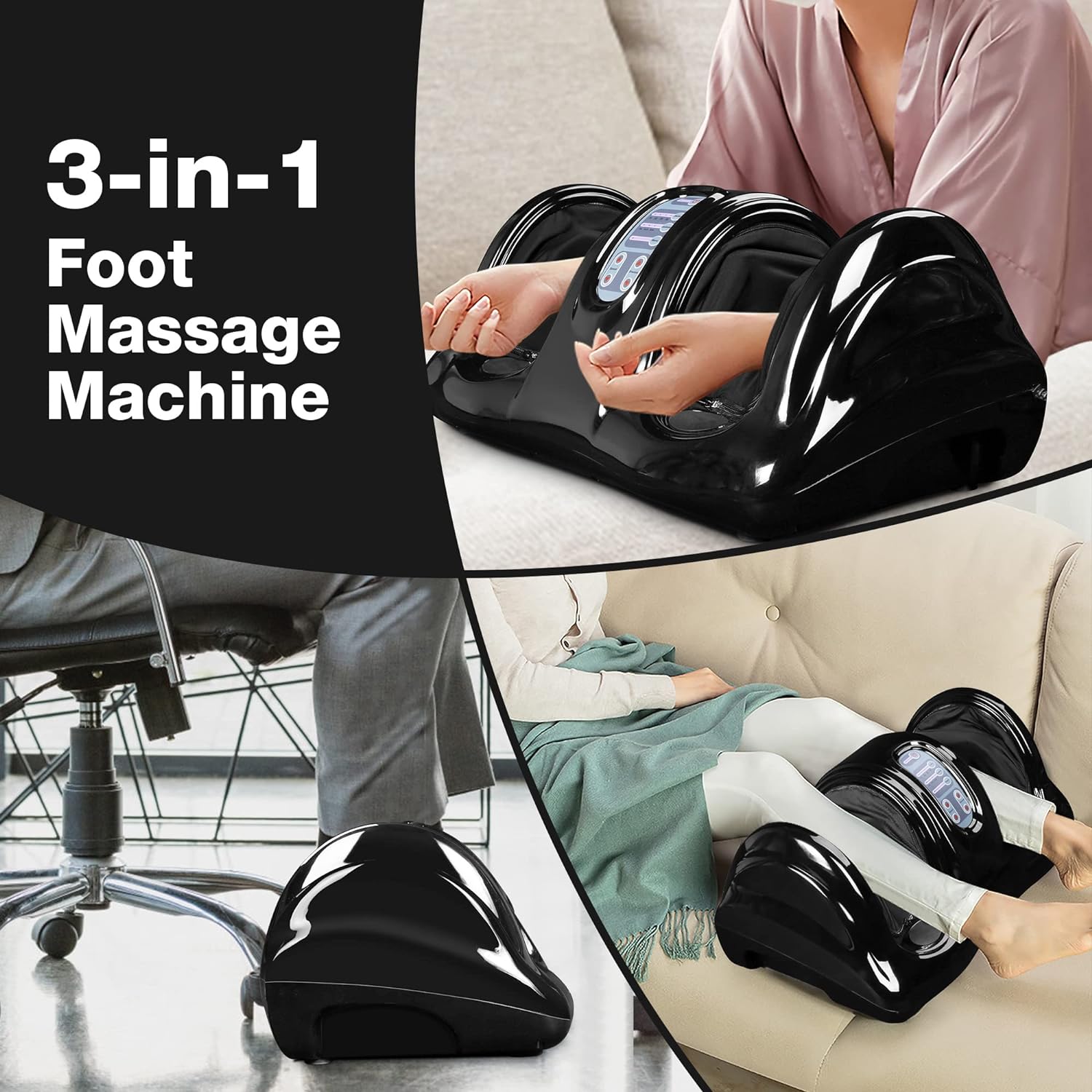 4-Speed Electric Shiatsu Foot Massage, 3-in-1 Shiatsu Kneading Rolling Foot Massager for Plantar Fasciitis