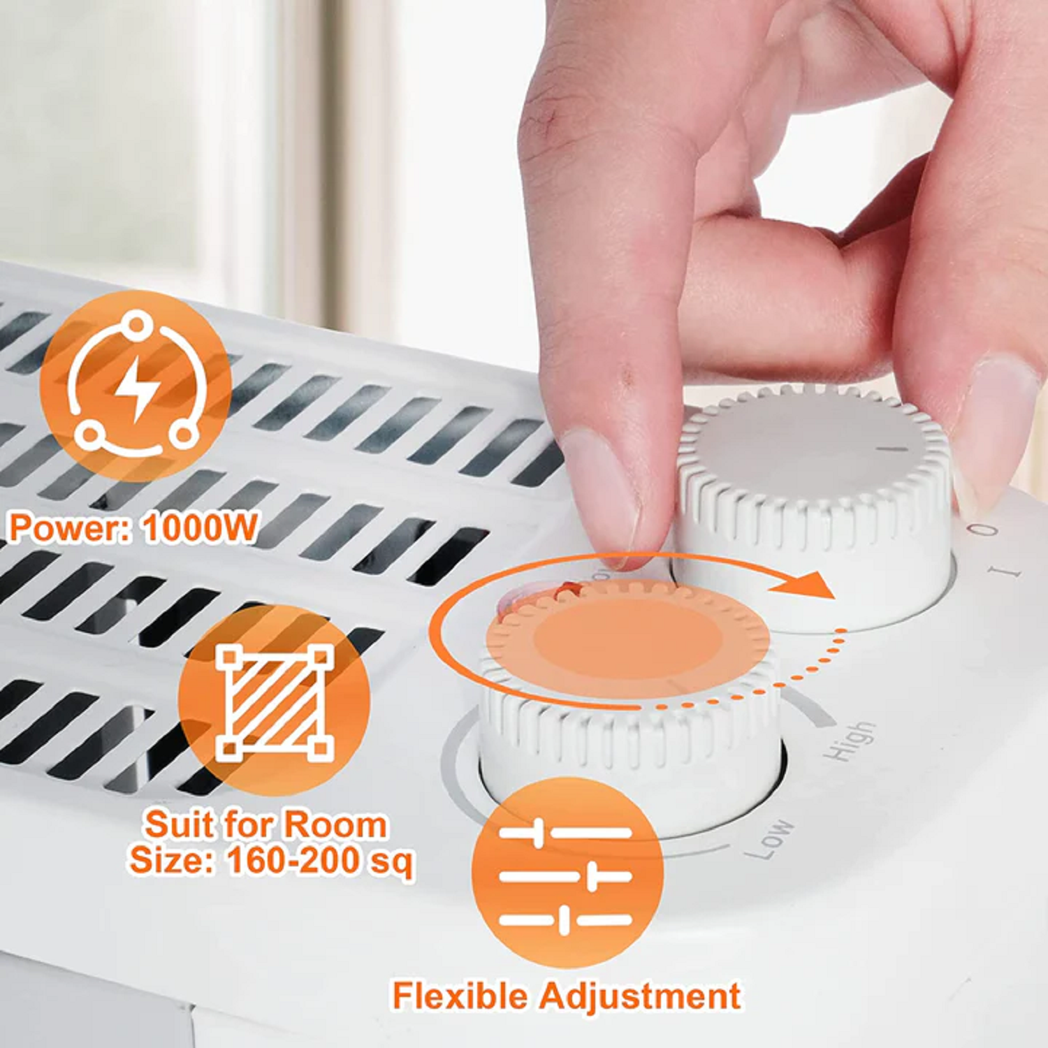 1000W Radiant Heater with Thermostat & Overheat Safety for Indoor Use | e-macht.com