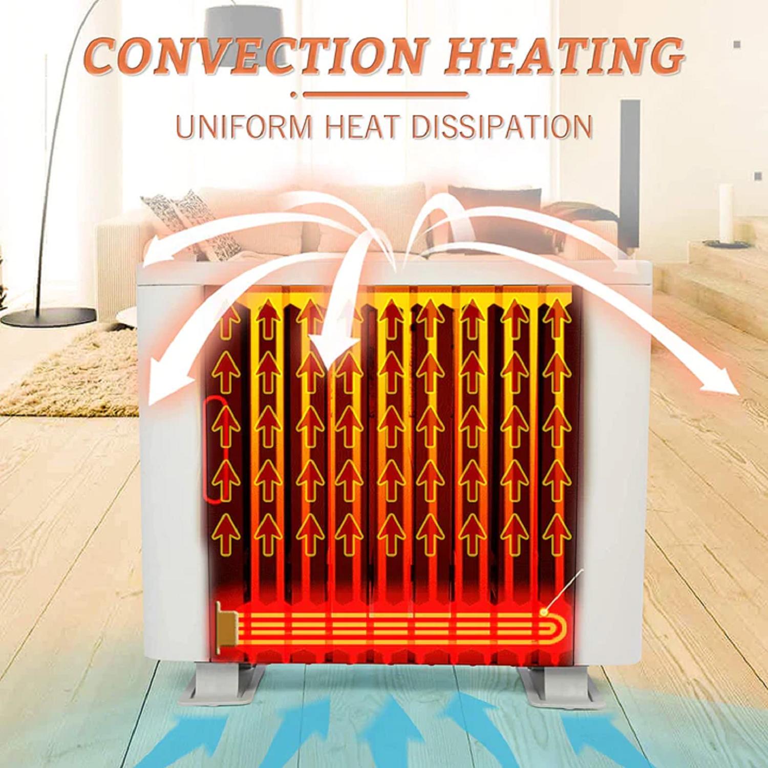 1000W Radiant Heater with Thermostat & Overheat Safety for Indoor Use | e-macht.com