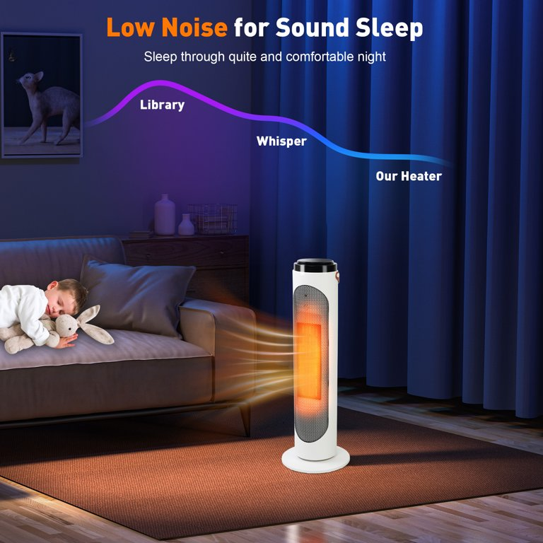 1500W PTC Fast Heating Oscillating Space Heater with Thermostat & Remote, 24h Timer