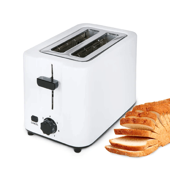 E-Macht 2-Slice Toaster with 2 Extra Wide Stainless Steel Slots, 7 Heating Sets, White