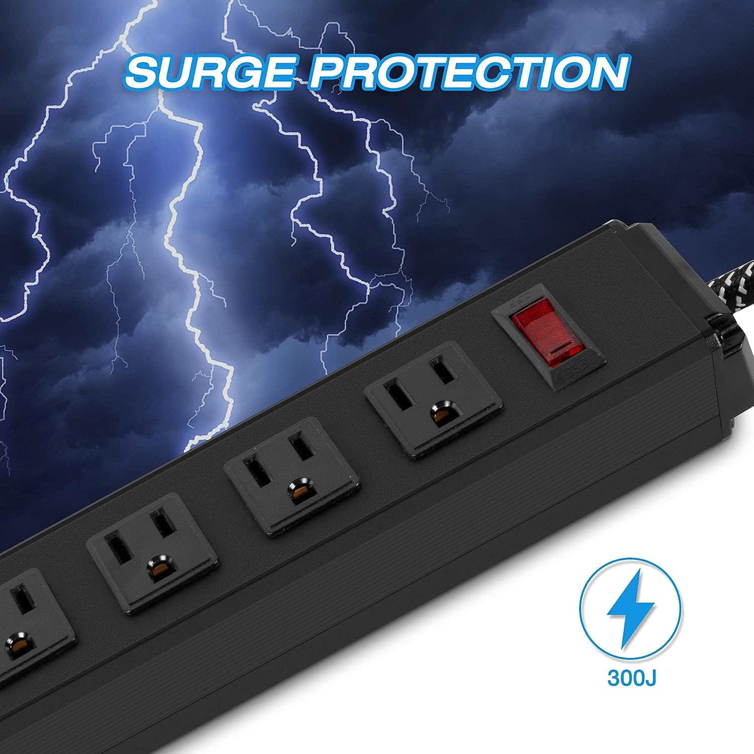 E-Macht Surge Protector Power Strip with Outlets and USB Charging Ports 6-Foot Cord for Home, Office -Black (2, 6 outlets)