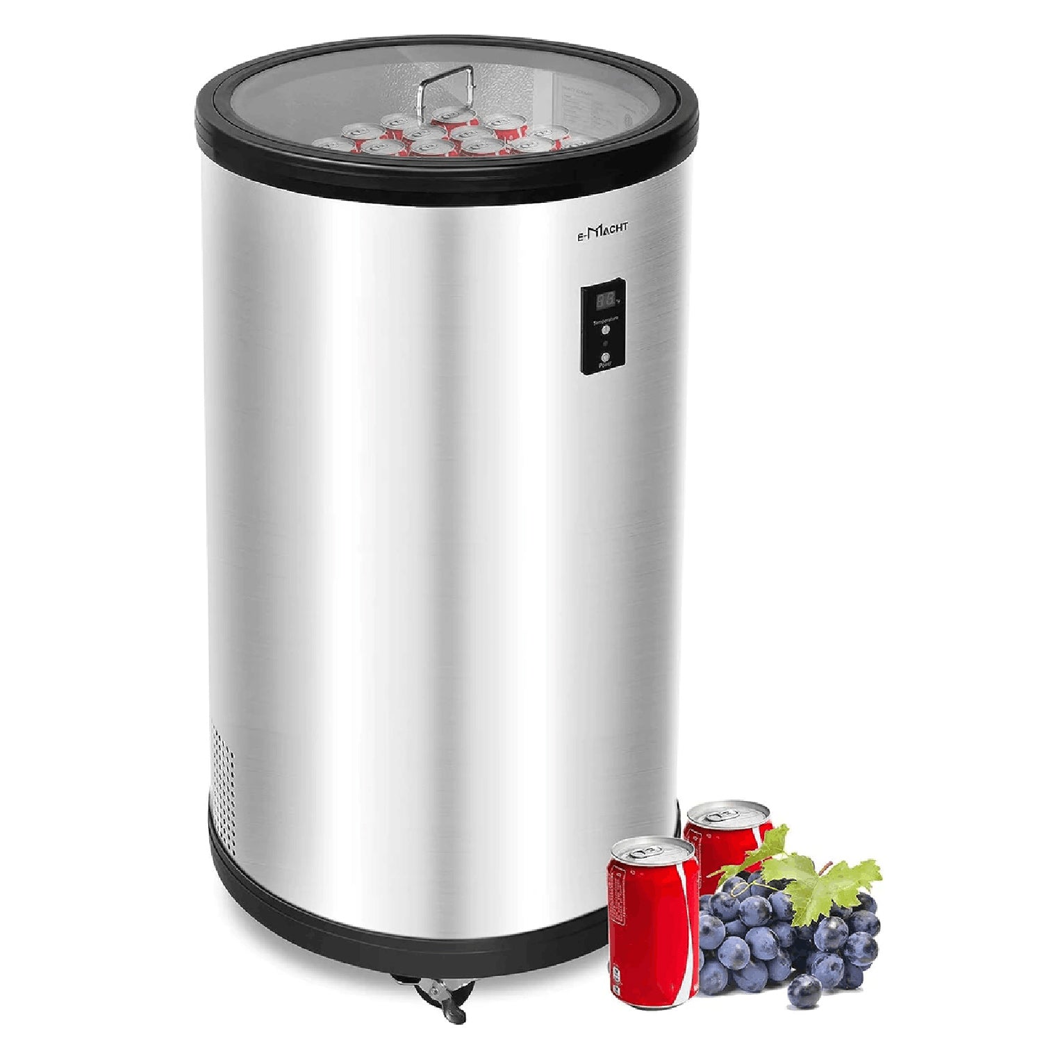 E-Macht 1.8 Cu.Ft Beverage Refrigerator Party Cooler Fridge with 4 Universal Wheels, Removable Baskets & LCD Display