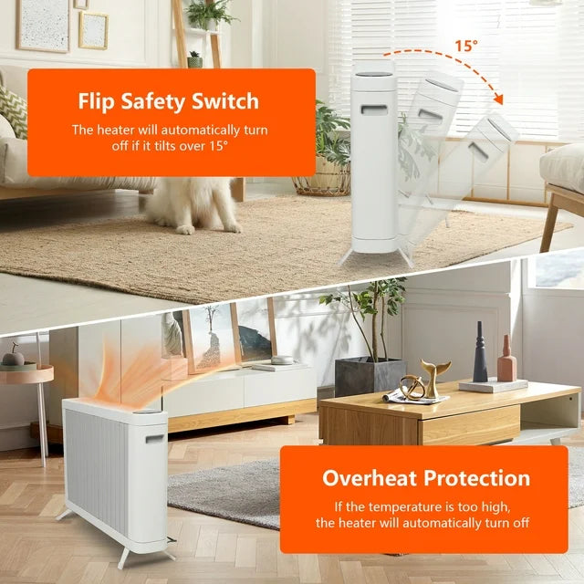 1500W Electric Baseboard Space Heater with Adjustable Thermostat , Remote Included and with Digital Display | e-macht.com