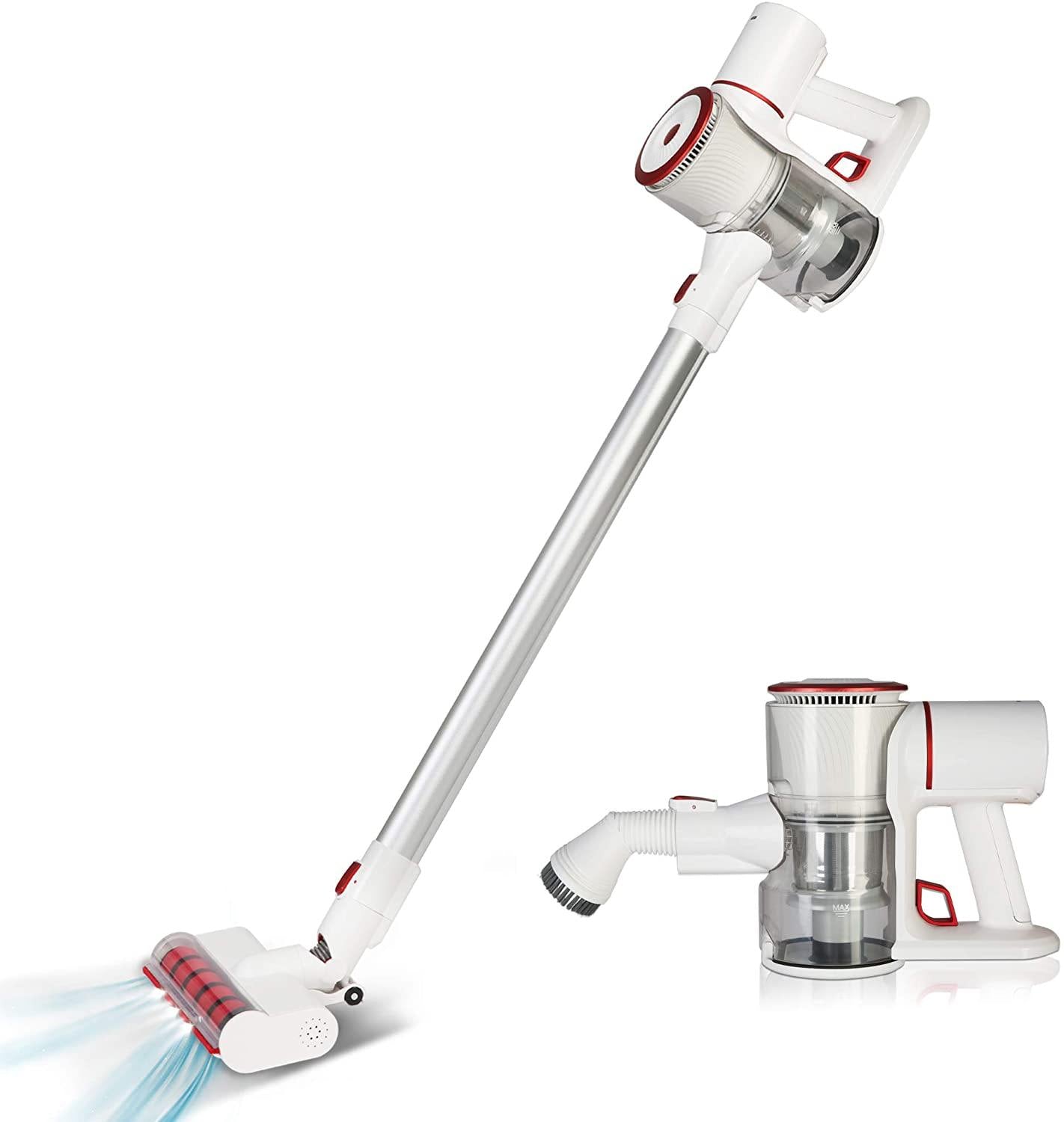 E-Macht Lightweight Cordless Vacuum Cleaner, 20Kpa 4 in 1 Powerful Suction 35 mins-Running with 250W Brushless Motor & Detachable Battery