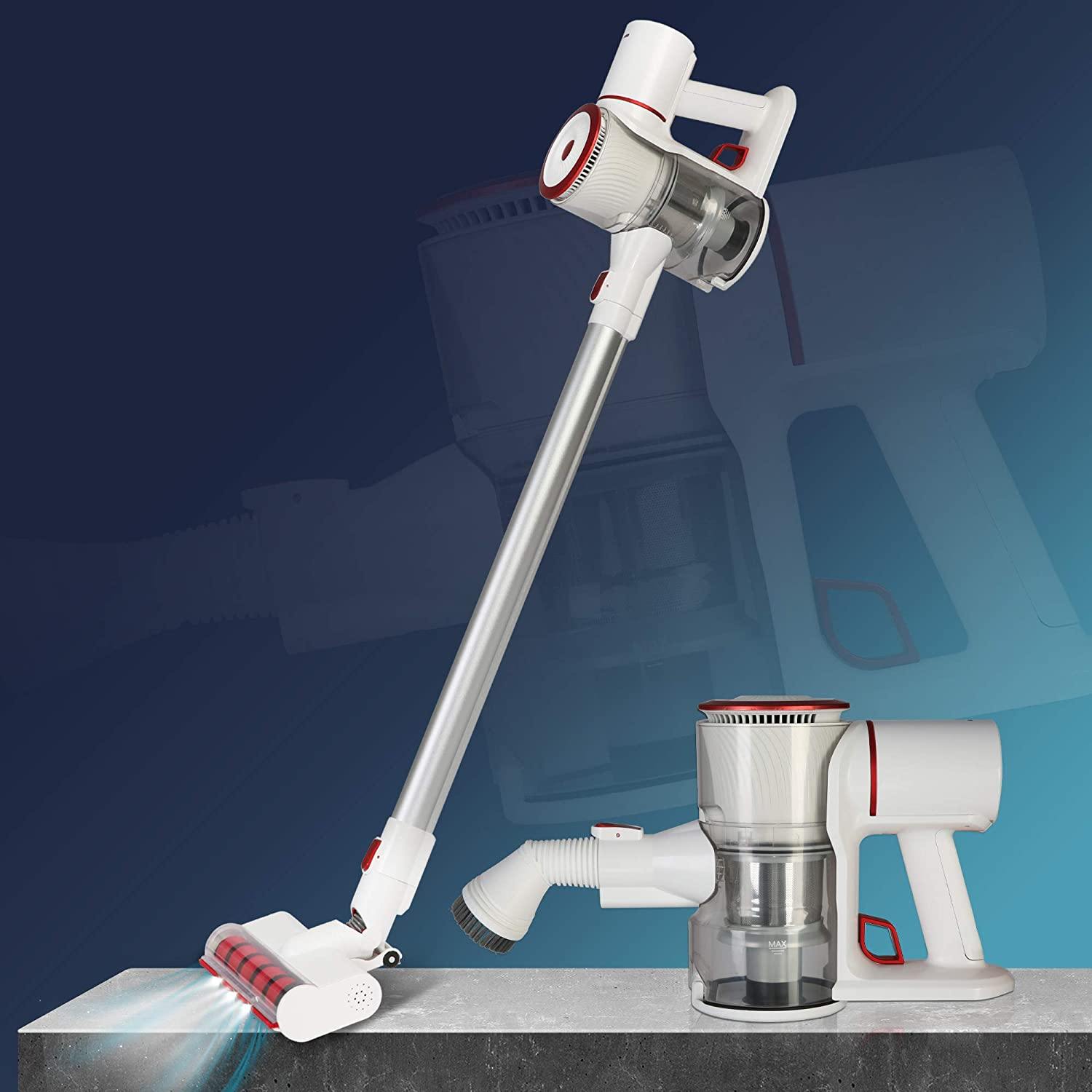 E-Macht Lightweight Cordless Vacuum Cleaner, 20Kpa 4 in 1 Powerful Suction 35 mins-Running with 250W Brushless Motor & Detachable Battery