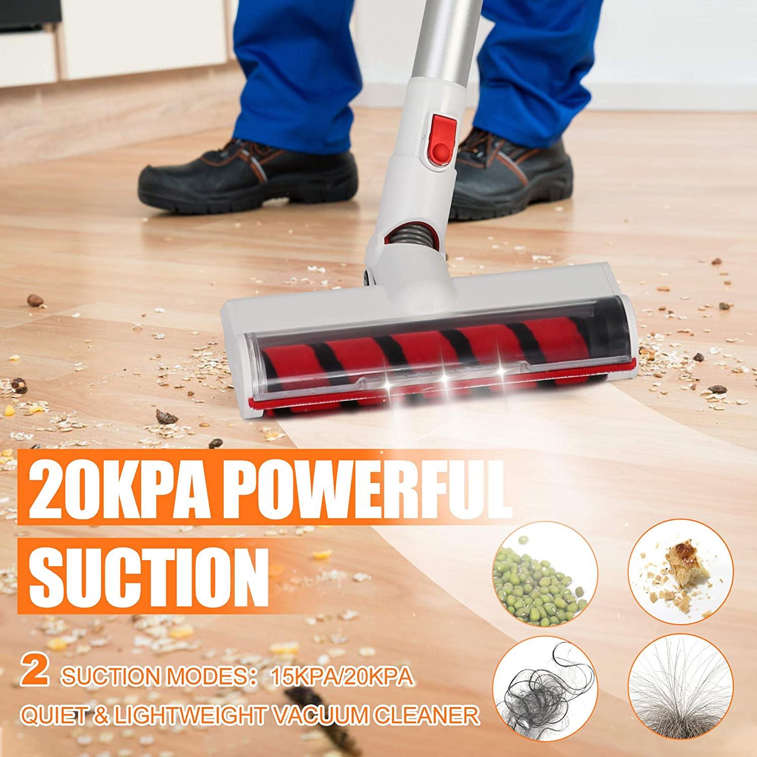 E-Macht Lightweight Cordless Vacuum Cleaner, 20Kpa 4 in 1 Powerful Suction 35 mins-Running with 250W Brushless Motor & Detachable Battery