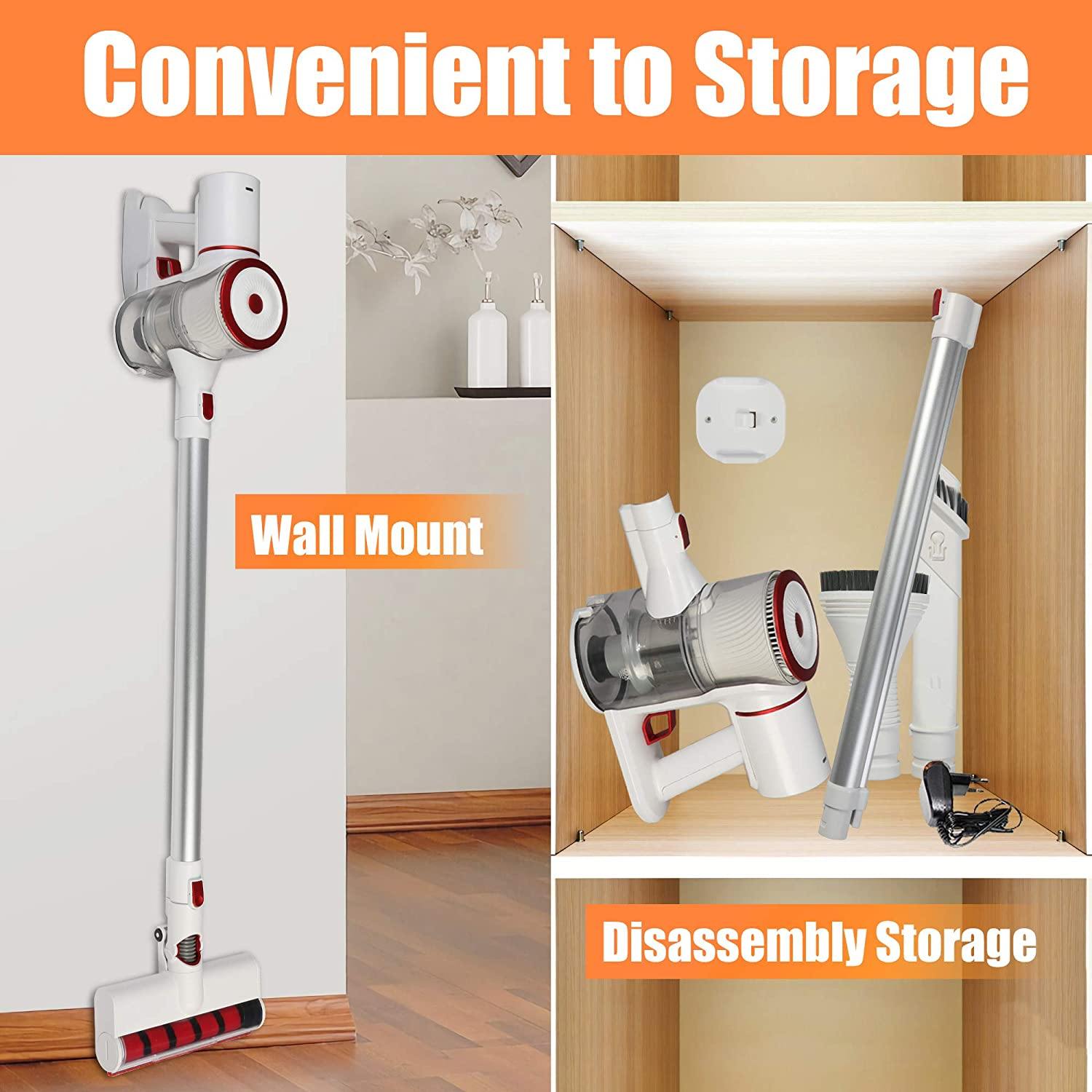E-Macht Lightweight Cordless Vacuum Cleaner, 20Kpa 4 in 1 Powerful Suction 35 mins-Running with 250W Brushless Motor & Detachable Battery