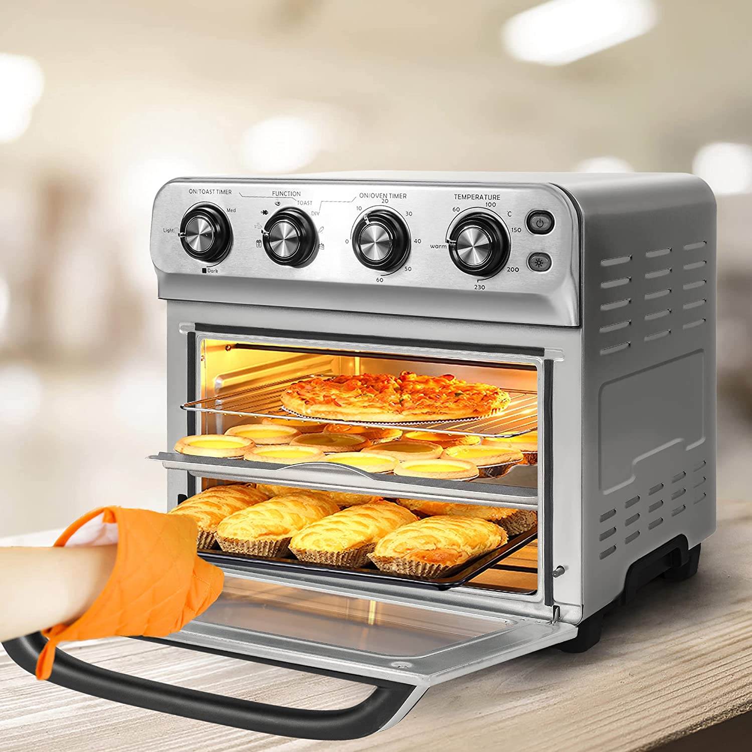 E-Macht 24 Quart Air Fryer Oven 8 Cooking Functions Stainless Steel 1800W Kitchen Small Appliance | e-macht.com