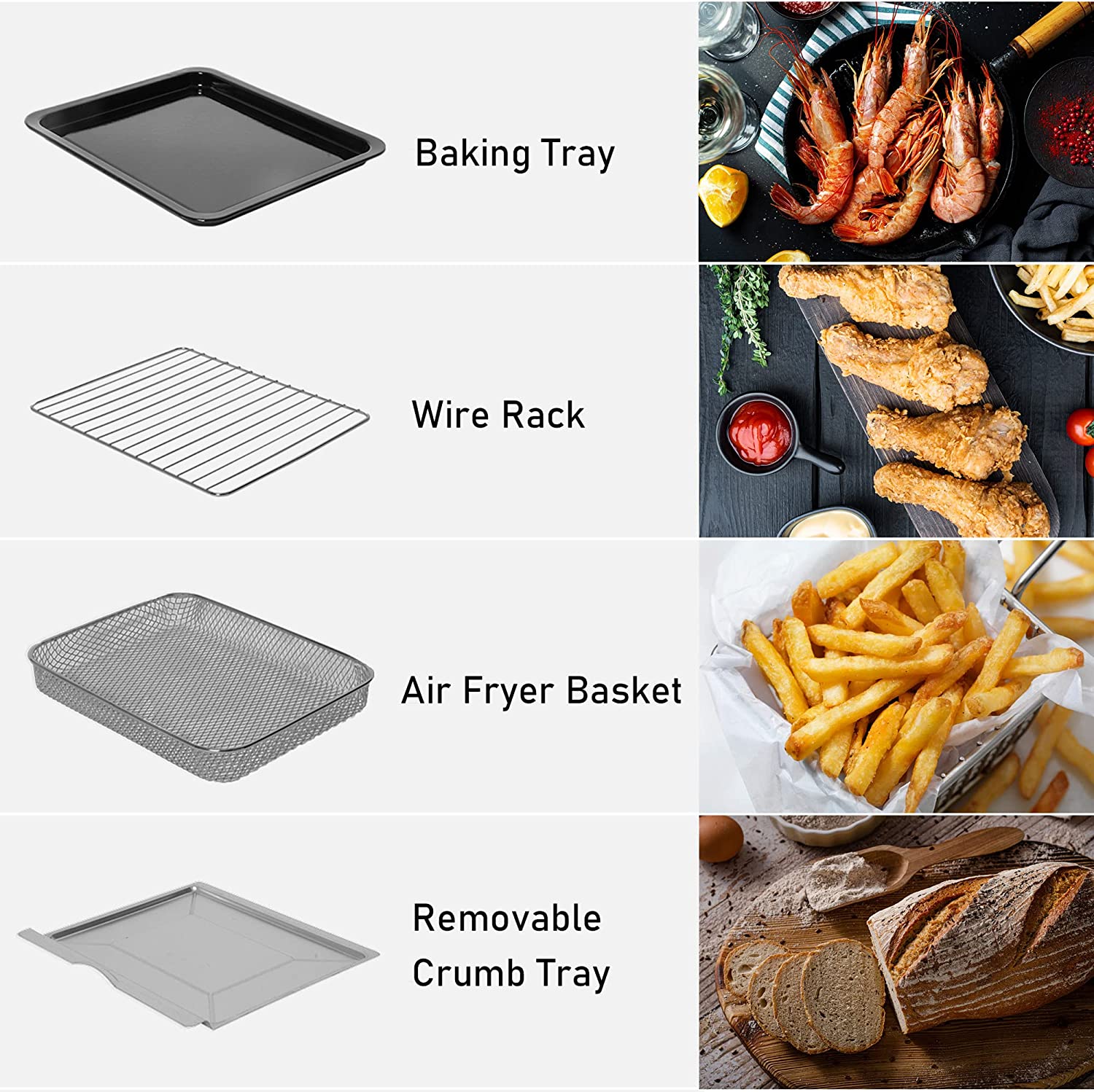 E-Macht 24 Quart Air Fryer Oven 8 Cooking Functions Stainless Steel 1800W Kitchen Small Appliance