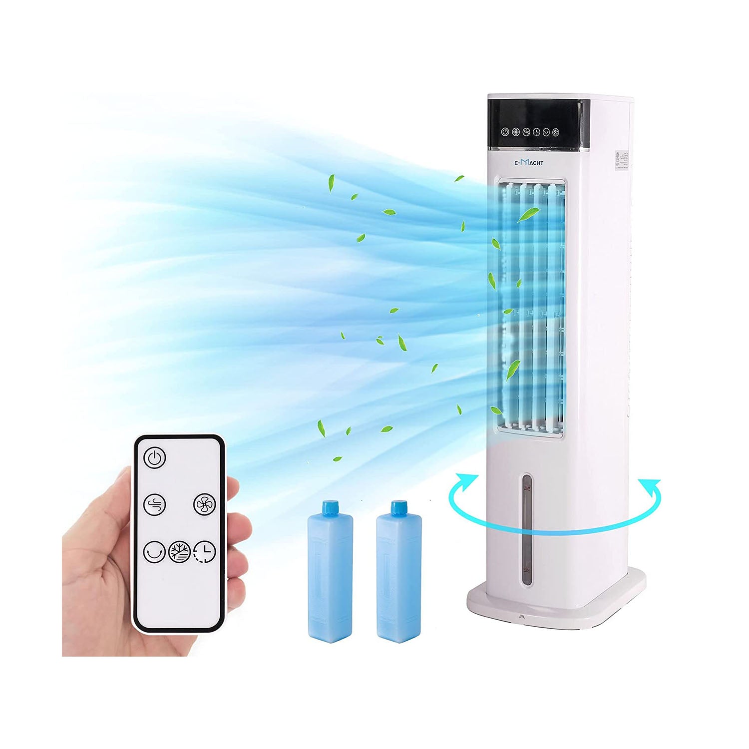 E-Macht 3-in-1 Evaporative Air Cooler Portable Bladeless Tower Fan Air Conditioners 3 Speeds & 3 Modes