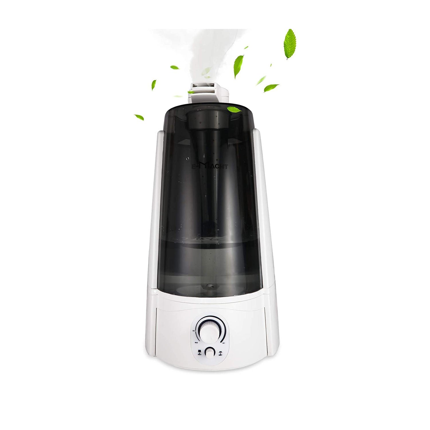 E-Macht Quiet Ultrasonic Cool Mist Humidifier 5L w/ Auto Shut-Off Adjustable Mist Output Double 360°Nozzle Negative Ion, Black