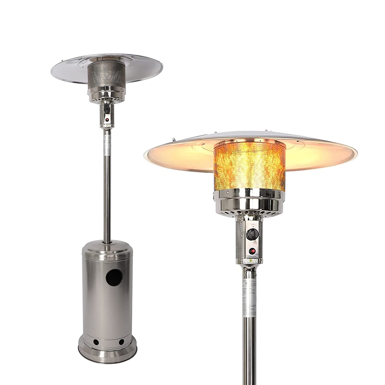 E-Macht 87" Outdoor Patio Heater Standing Gas LP Propane Heater with Wheels, 36000 BTU, Sliver