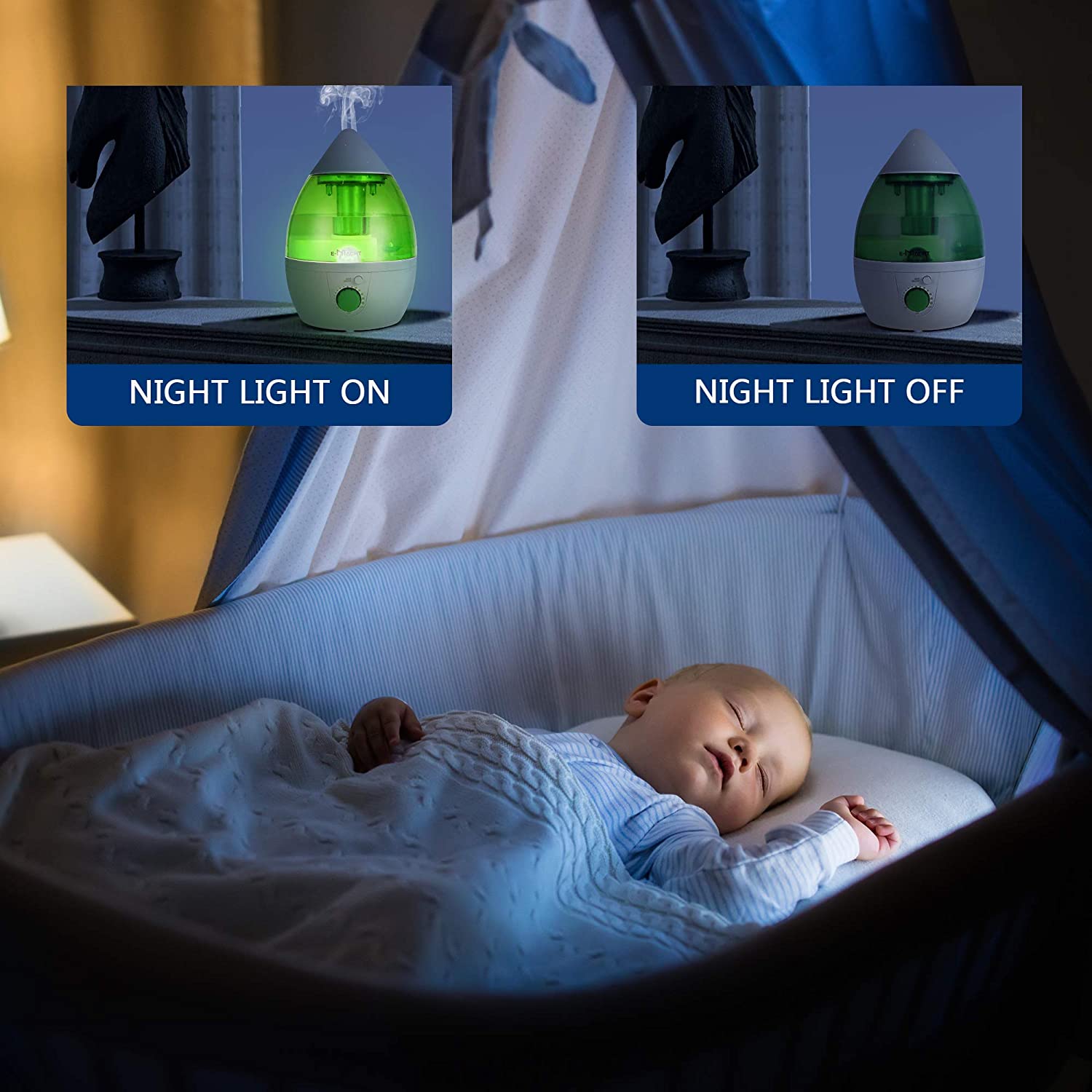 E-Macht Small Plant Nozzle Humidifier Up to 12 Hours 1L Air Humidifier With Optional Night Light