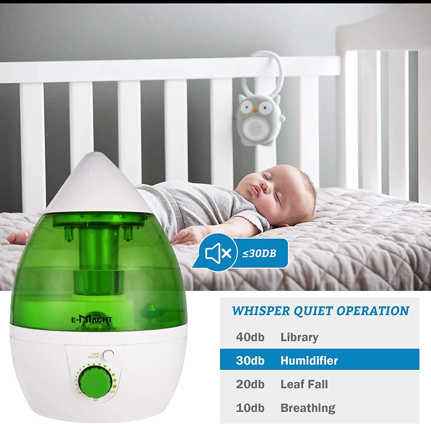 E-Macht Small Plant Nozzle Humidifier Up to 12 Hours 1L Air Humidifier With Optional Night Light