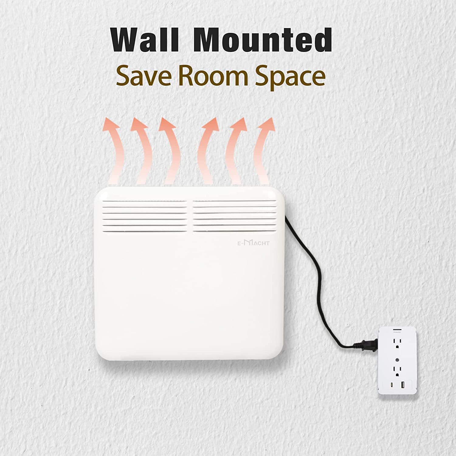 E-Macht 750W Electric Space Heater with Adjustable Thermostat, Portable Wall-Mounted Convection Freestanding Heater | karmasfar.com