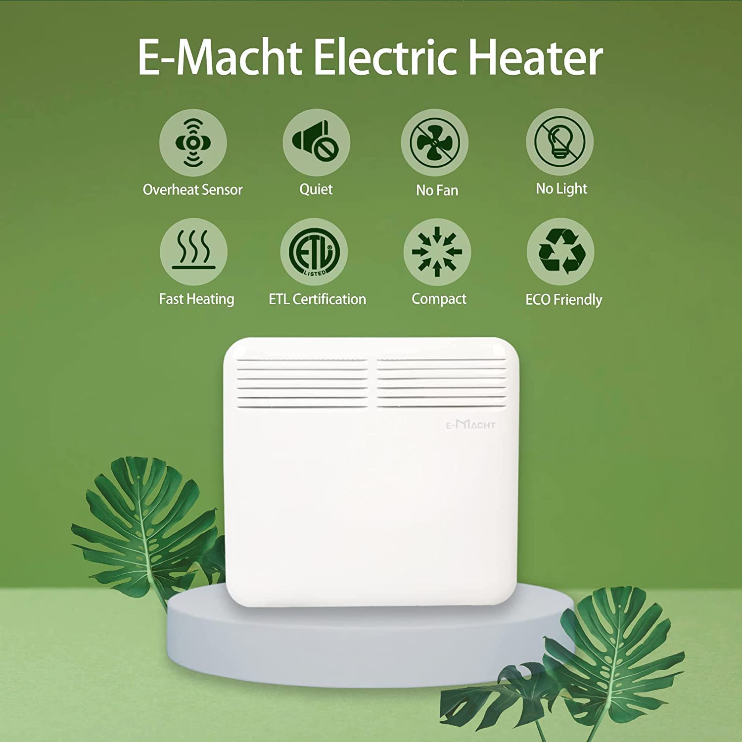 E-Macht 750W Electric Space Heater with Adjustable Thermostat, Portable Wall-Mounted Convection Freestanding Heater | karmasfar.com