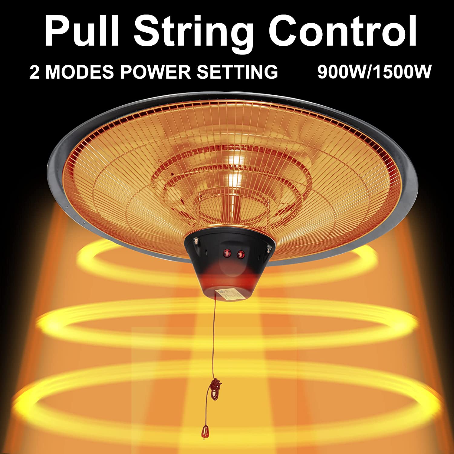 E-Macht Electric Patio Heater, Ceiling Mounted or Hanging Patio Infrared heater, Waterproof IP24