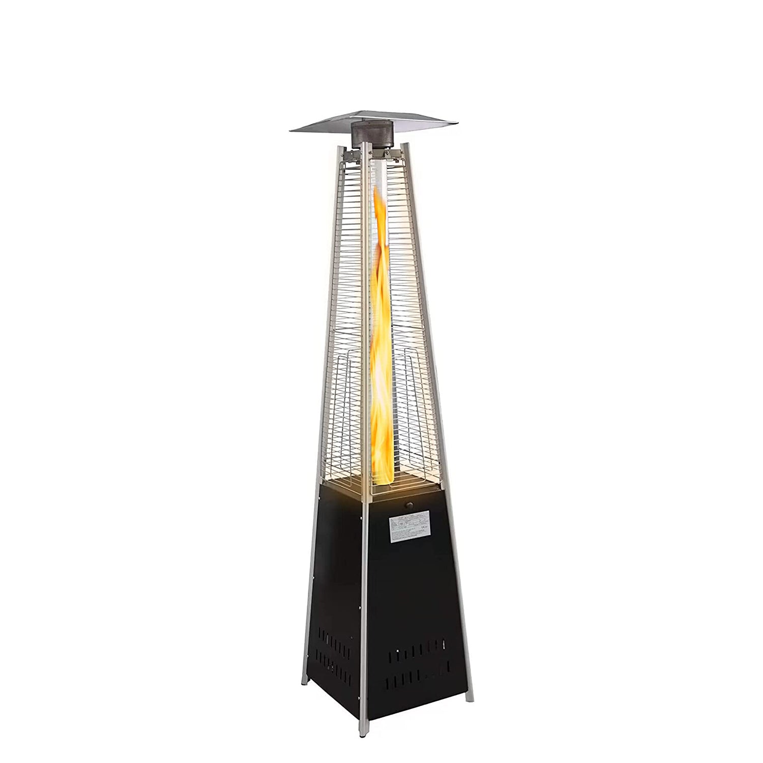 E-Macht 87" Outdoor Patio Heater, Pyramid Standing Gas LP Propane Heater with Wheels 42000 BTU, Black | e-macht.com