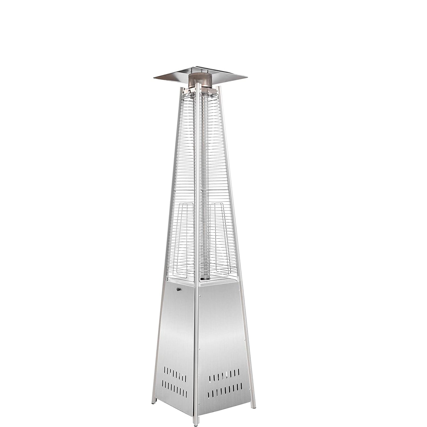 E-Macht 87" Outdoor Patio Heater, Pyramid Standing Gas LP Propane Heater with Wheels 42000 BTU, Sliver | e-macht.com