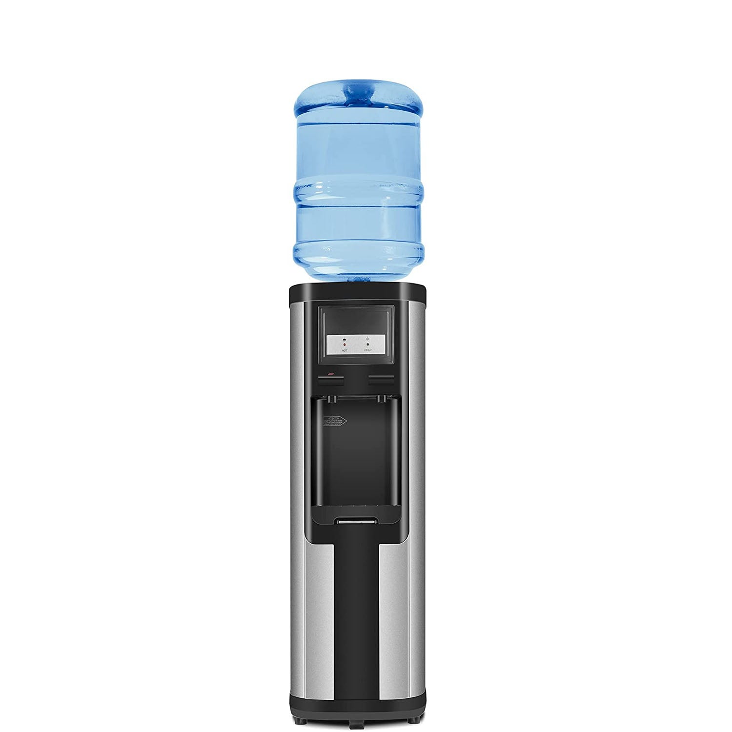 3-5 Gallon Top Loading Cold & Hot Water Dispenser, Black and Stainless Steel, ETL Listed, Child Safety Lock