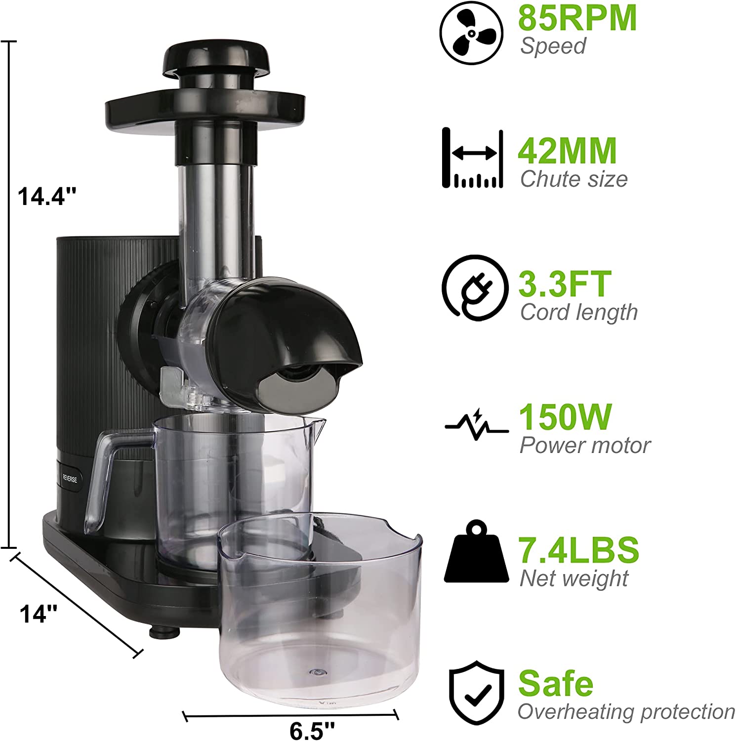 E-Macht Juice Extractor Machines, 304 Stainless-steel Fliter, 2 Speed, BPA-Free