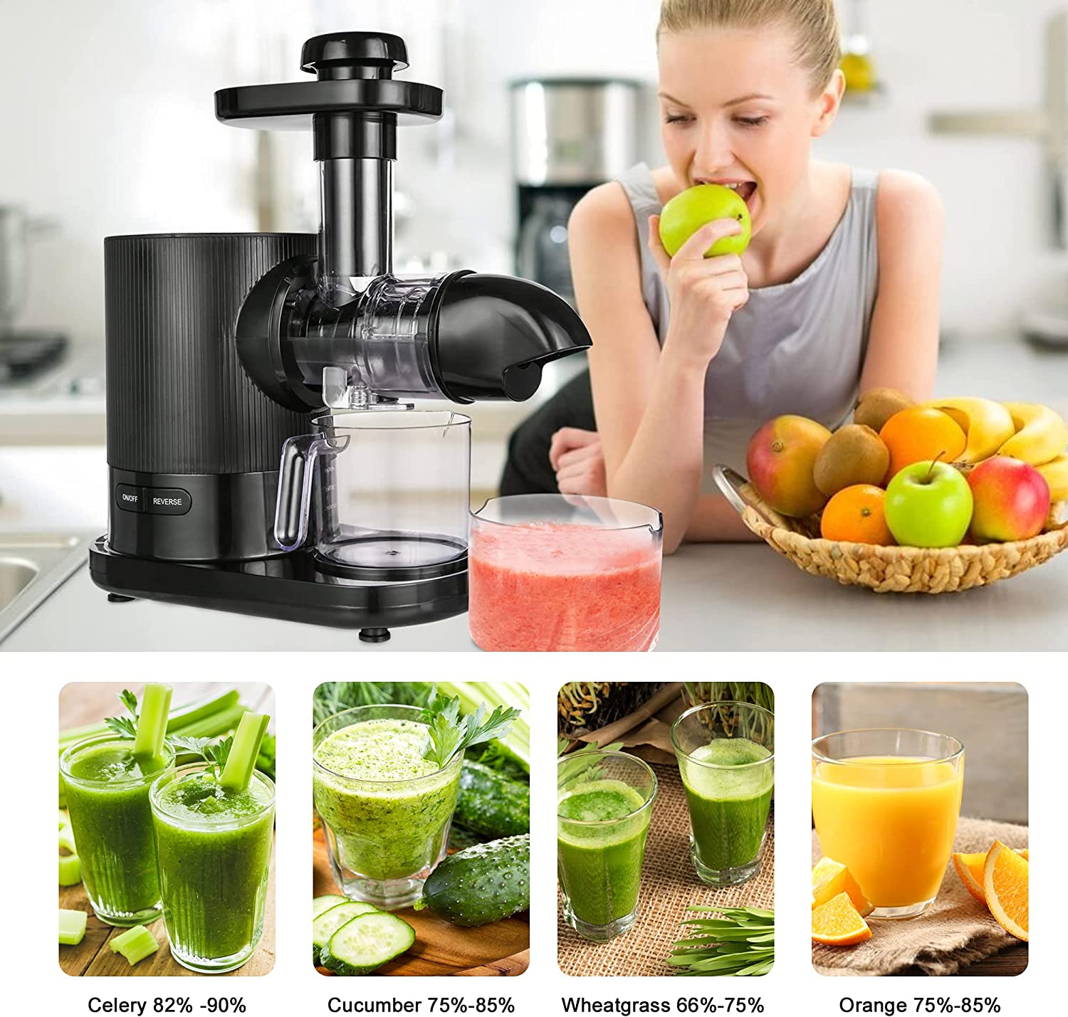 E-Macht Juice Extractor Machines, 304 Stainless-steel Fliter, 2 Speed, BPA-Free