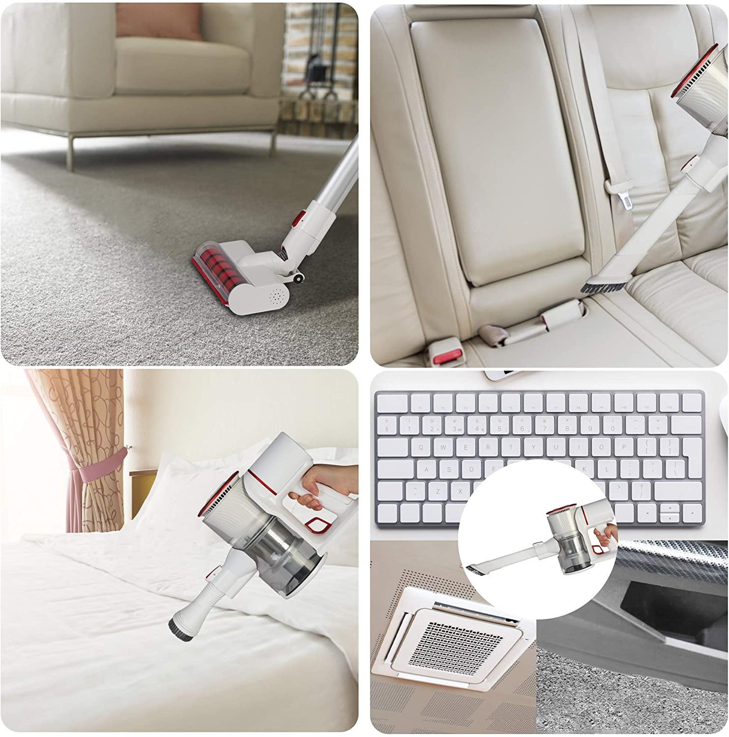 E-Macht Lightweight Cordless Vacuum Cleaner, 20Kpa 4 in 1 Powerful Suction 35 mins-Running with 250W Brushless Motor & Detachable Battery