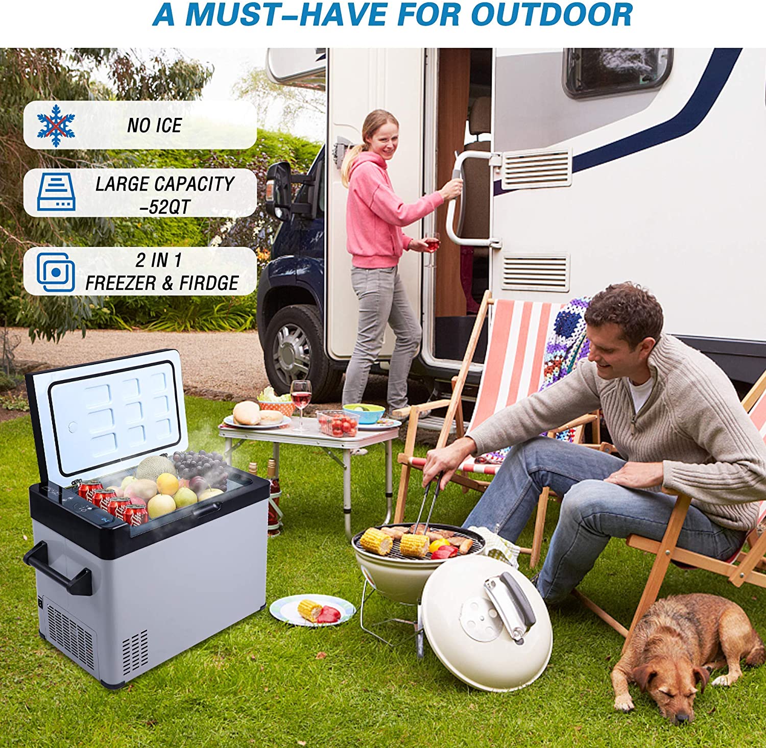 E-Macht Car Refrigerator 52 Quart 12V/24V DC Portable Refrigerator Freezer Electric Cooler -7.6℉ - 68℉ for RV | e-macht.com