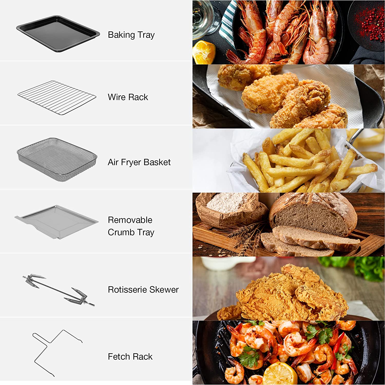 E-Macht 24 Quart Air Fryer Convection Toaster Oven Airfryer 10 Stainless Steel Small Appliance 1700W Large Airfryer