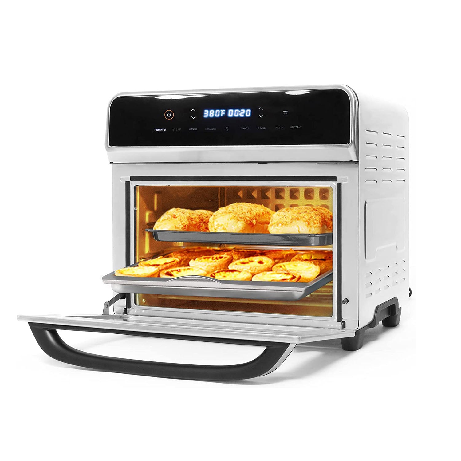 E-Macht 24 Quart Air Fryer Convection Toaster Oven Airfryer 10 Stainless Steel Small Appliance 1700W Large Airfryer
